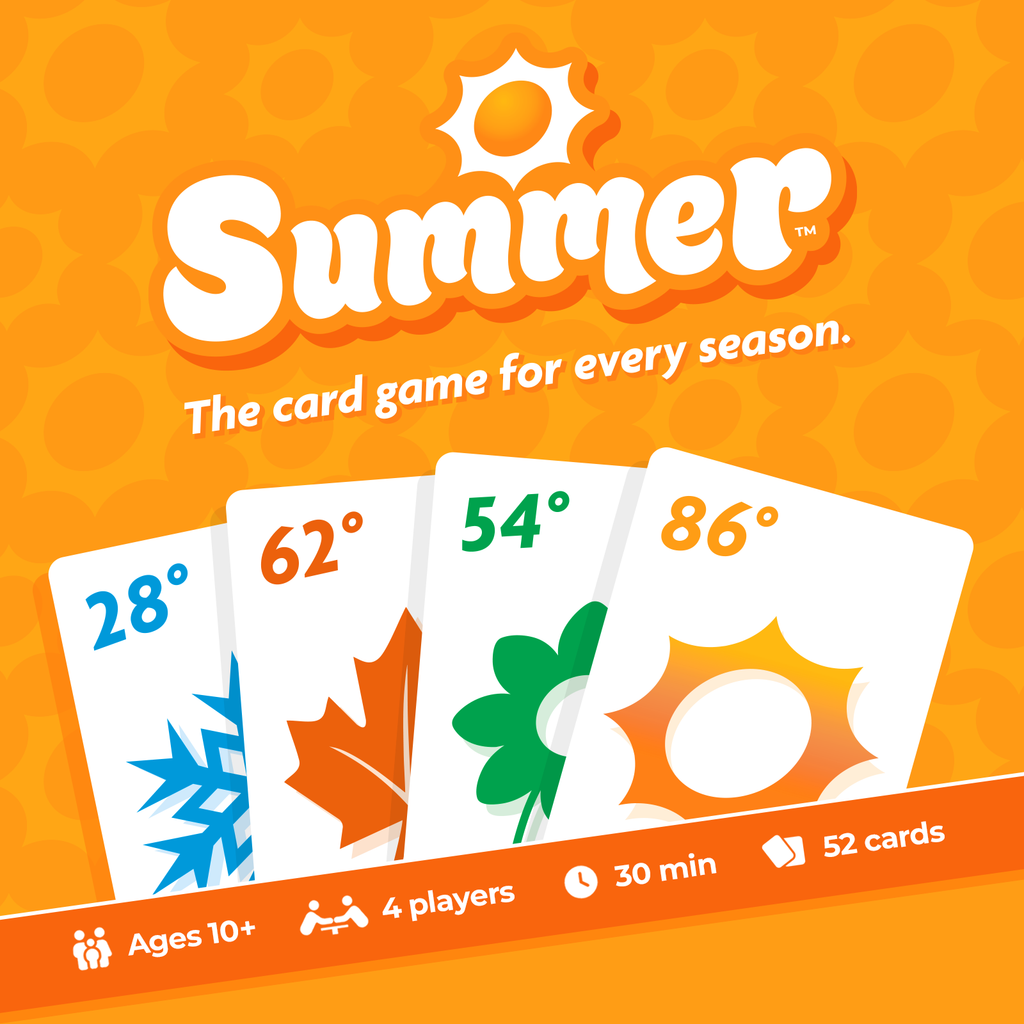 Summer – The Spades-Style 2-on-2 Card Game Where the Suits Are Seasons – Play High or Low Temperatures to Win Books – Summer Is Trump – 4 Players – Ages 10+