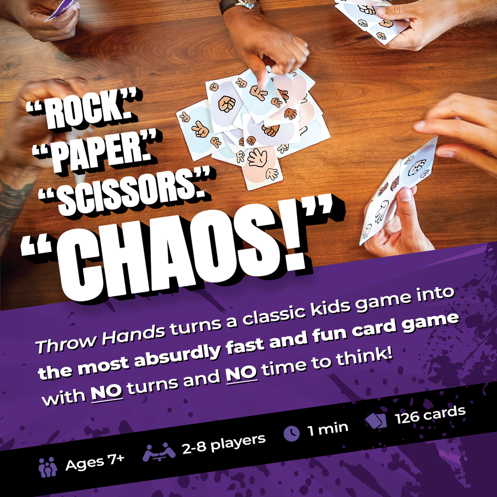 Throw Hands – The Absurdly Fast and Absolutely Chaotic Card-Shedding Game for 2 to 8 Players – 60 Second Card Game for Friends, Families, and Game Night – Ages 7+